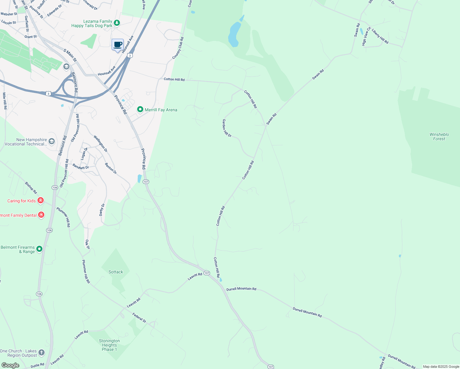 map of restaurants, bars, coffee shops, grocery stores, and more near 4 Cotton Hill Road in Gilford