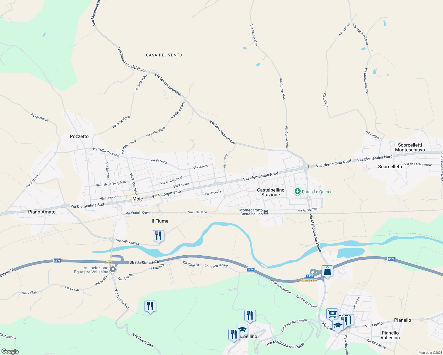 map of restaurants, bars, coffee shops, grocery stores, and more near 64 Via Ascoli Piceno in Provincia di Ancona