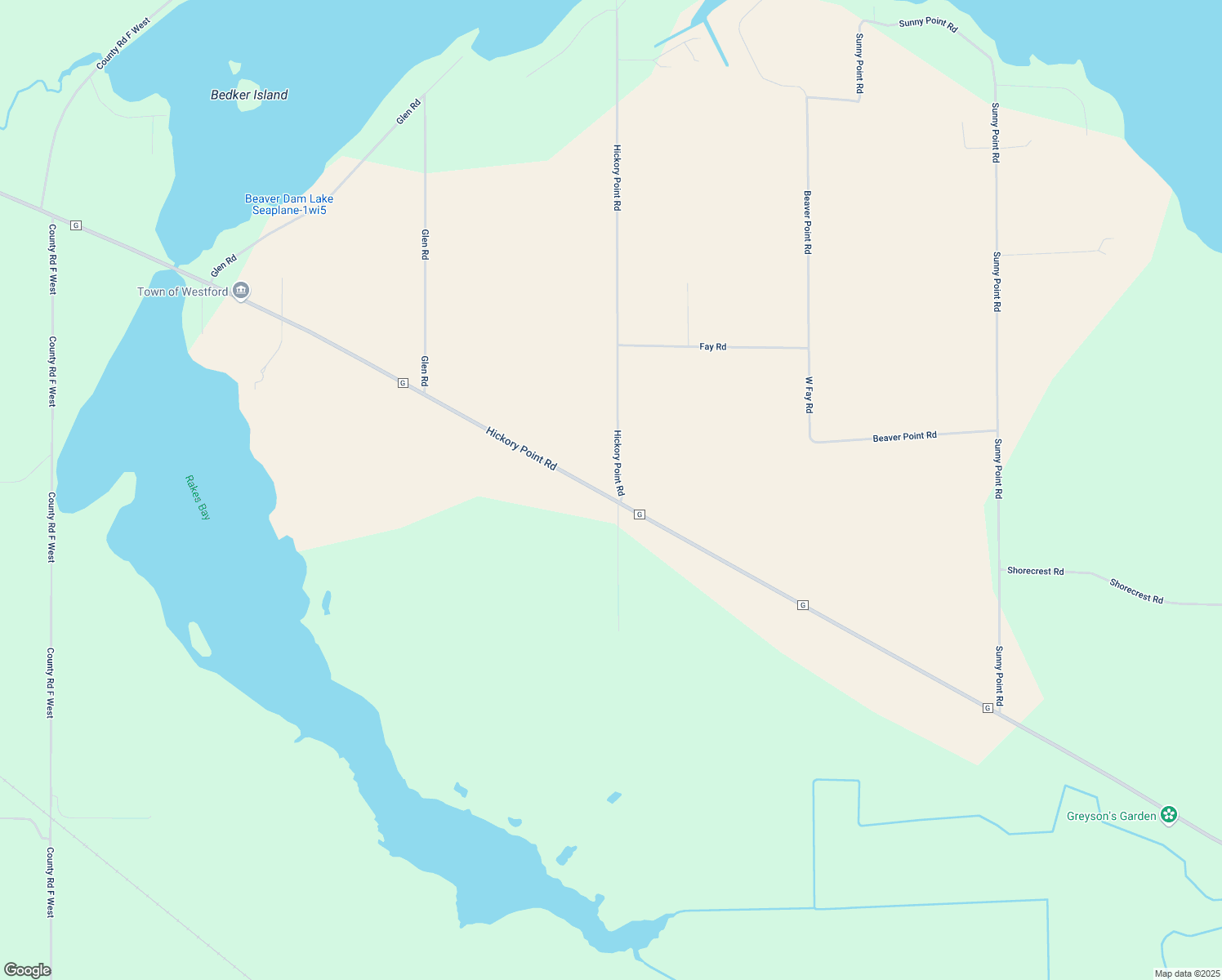 map of restaurants, bars, coffee shops, grocery stores, and more near N8555 Hickory Point Road in Beaver Dam