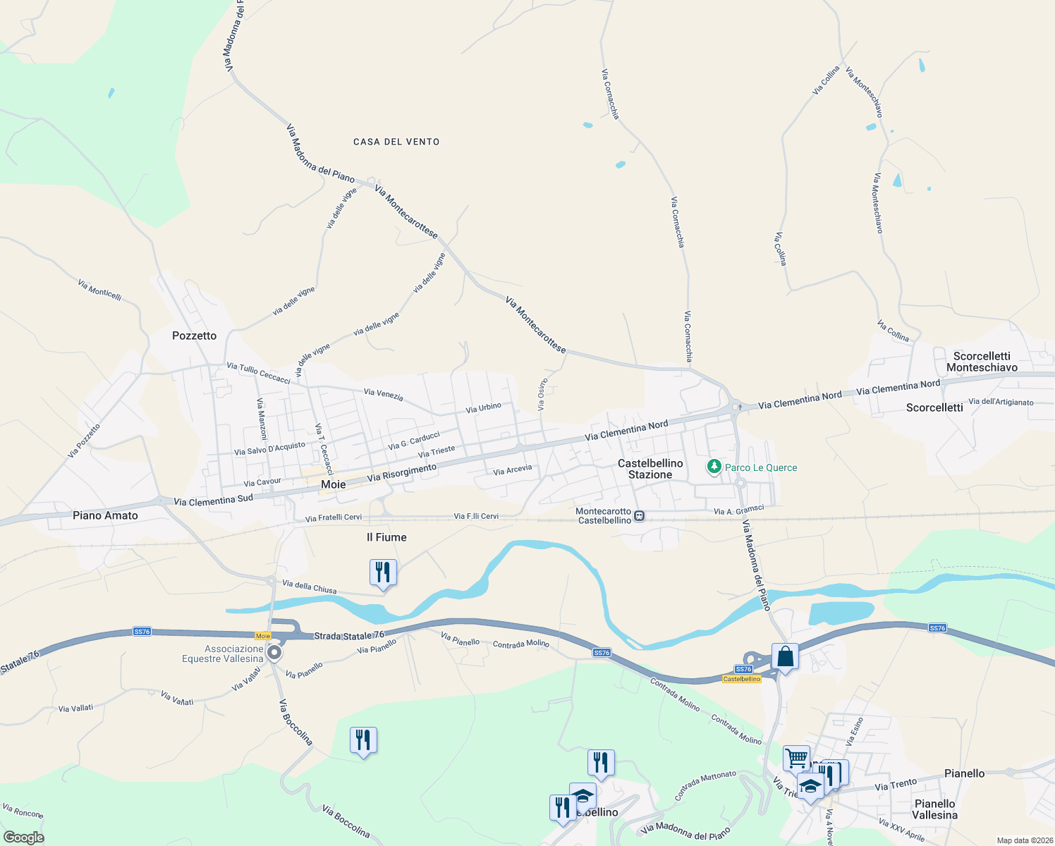map of restaurants, bars, coffee shops, grocery stores, and more near 64 Via Ascoli Piceno in Provincia di Ancona