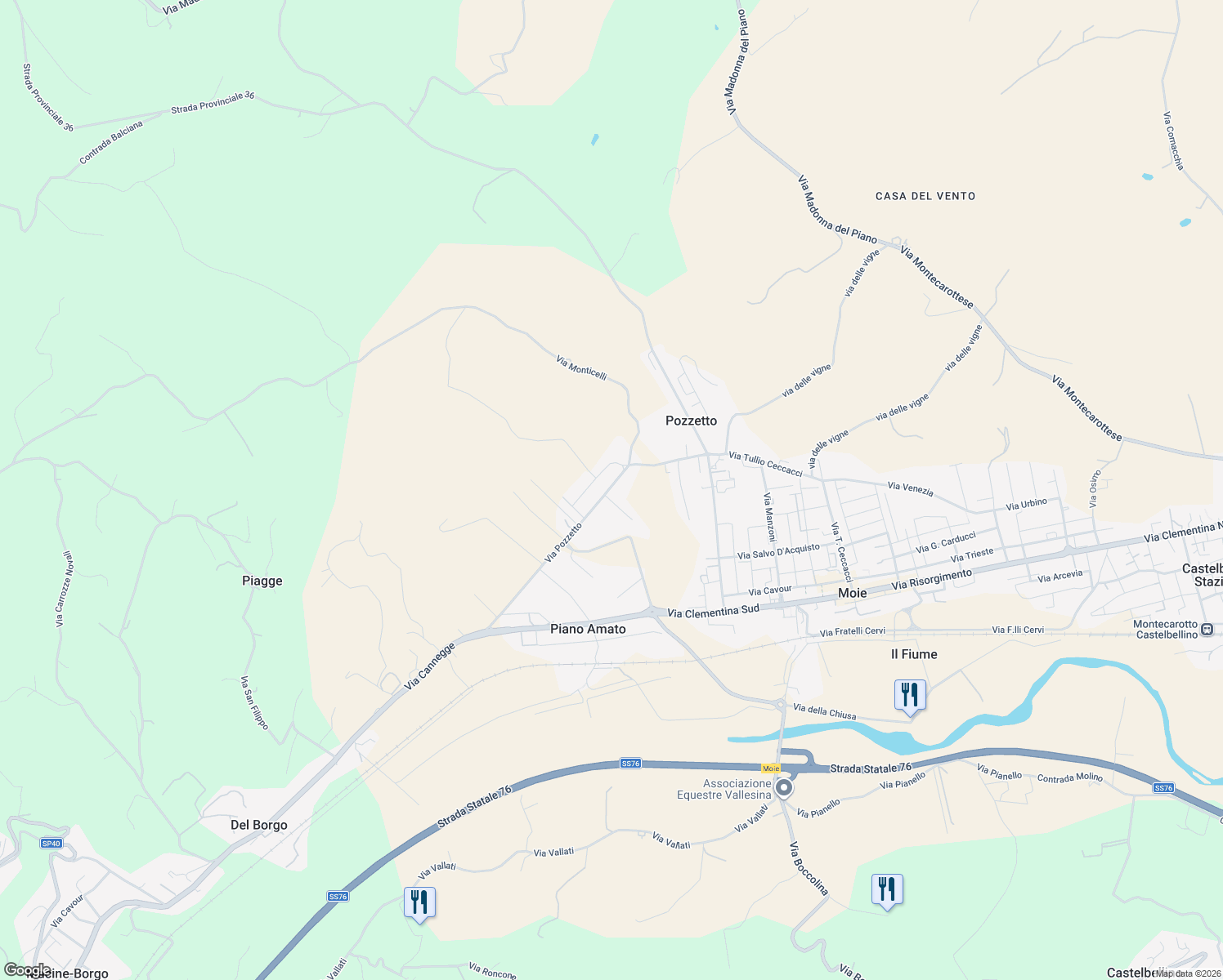 map of restaurants, bars, coffee shops, grocery stores, and more near 27 Via Pozzetto in Pozzetto