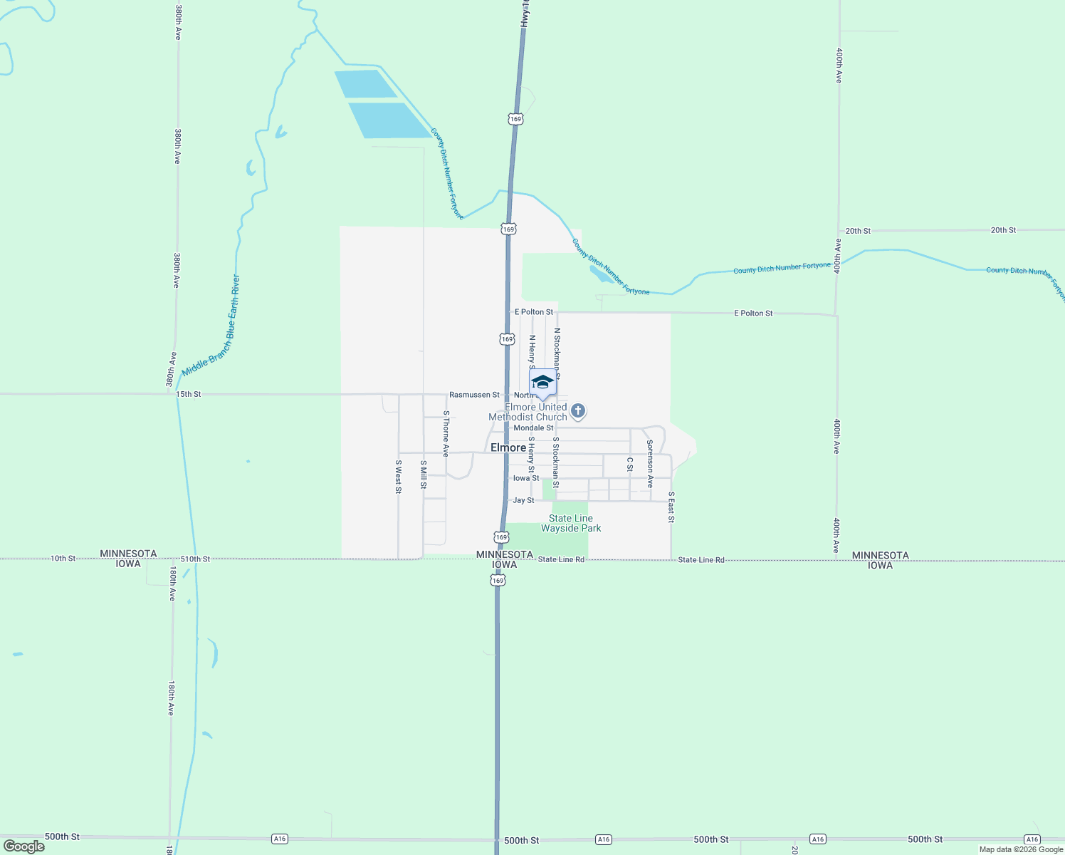 map of restaurants, bars, coffee shops, grocery stores, and more near 203 Mondale St in Elmore
