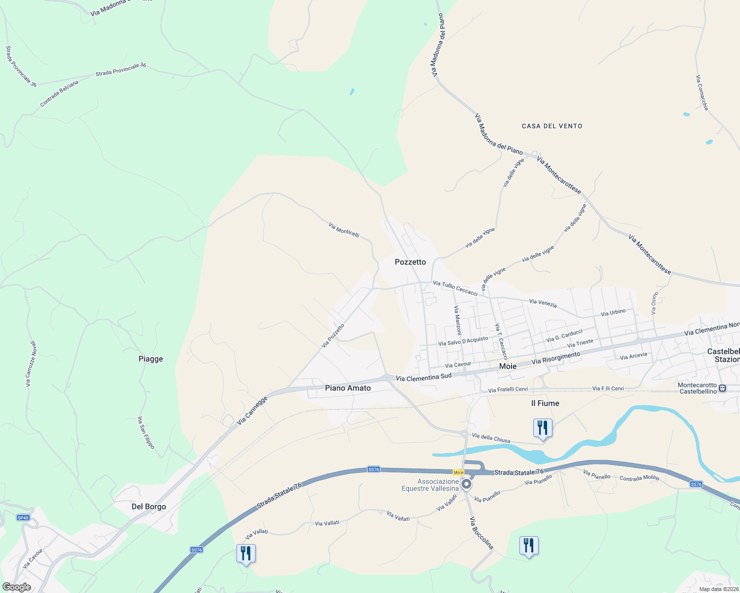 map of restaurants, bars, coffee shops, grocery stores, and more near 27 Via Pozzetto in Pozzetto