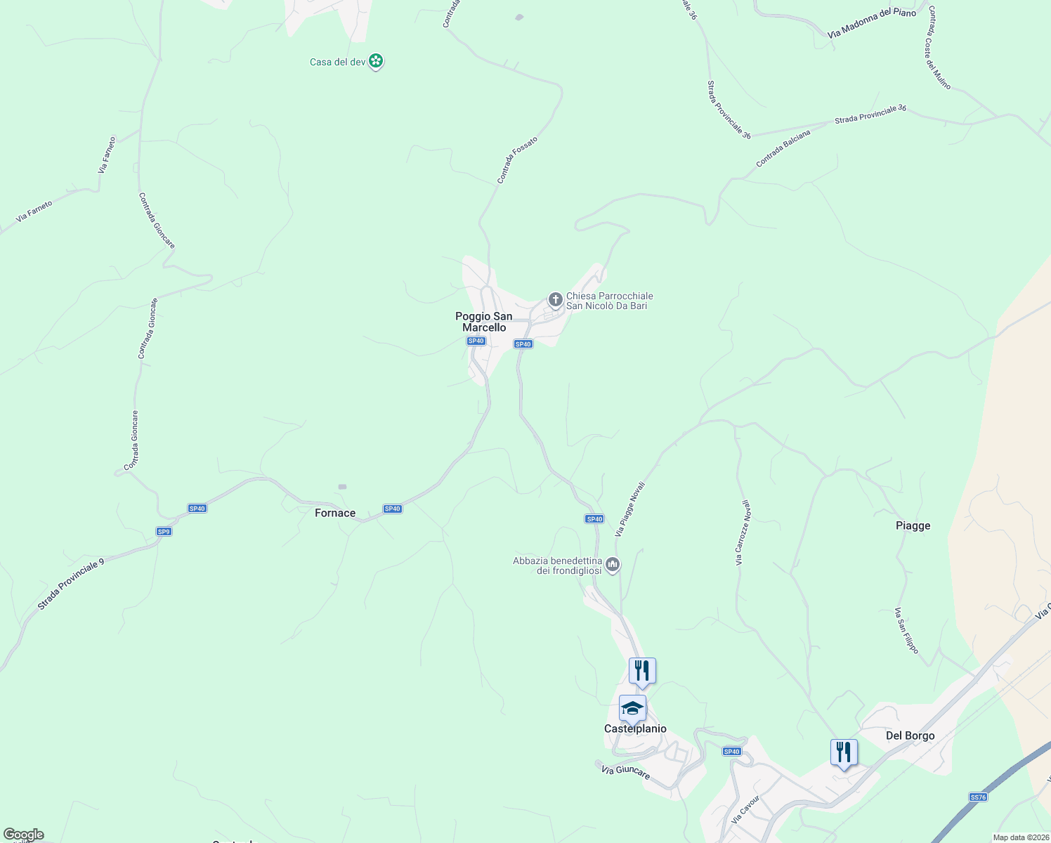 map of restaurants, bars, coffee shops, grocery stores, and more near 3a Via Valle in Provincia di Ancona