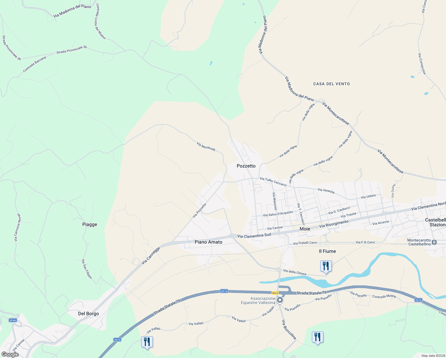 map of restaurants, bars, coffee shops, grocery stores, and more near 27 Via Pozzetto in Pozzetto