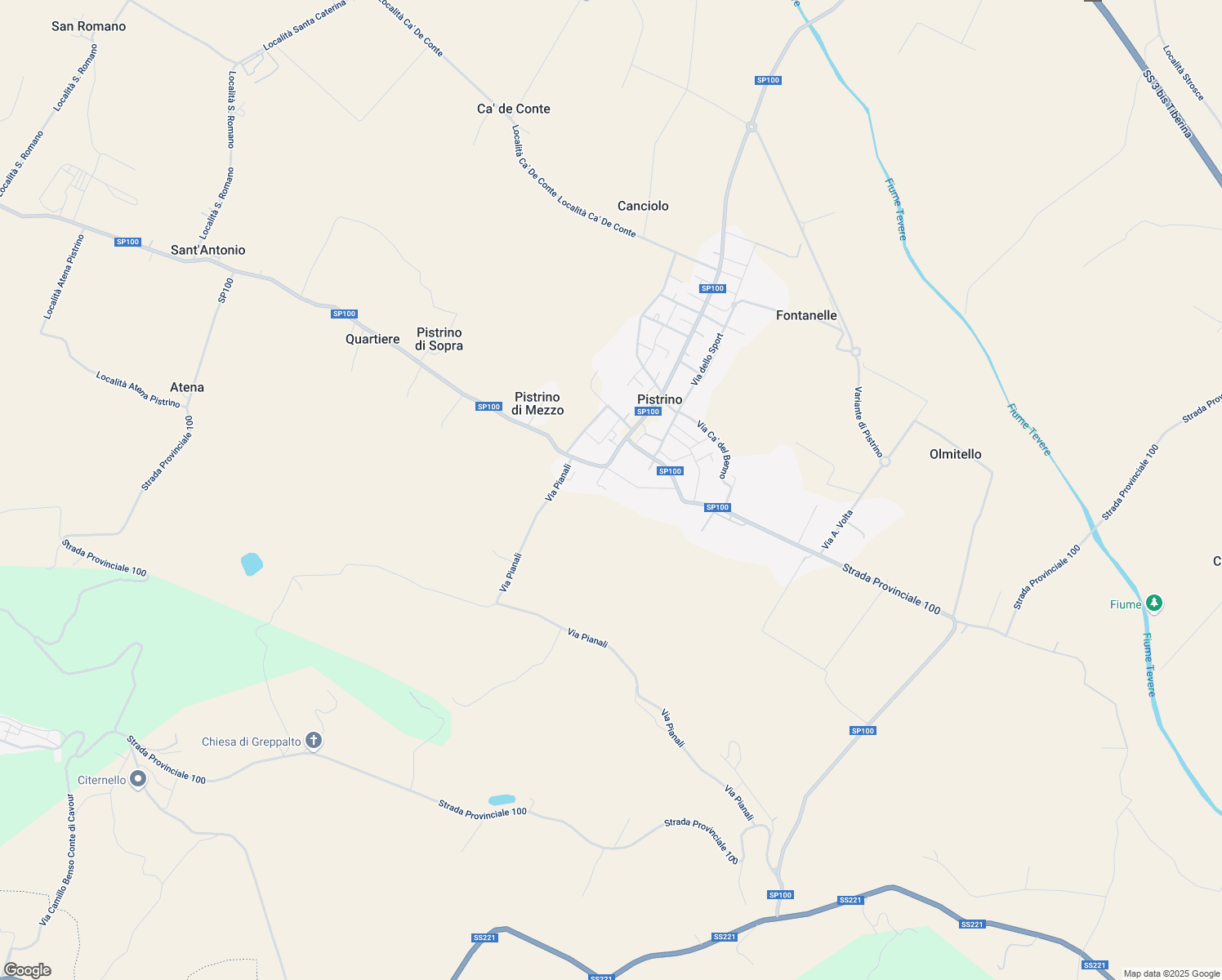 map of restaurants, bars, coffee shops, grocery stores, and more near 7 Via Santo Stefano in Pistrino