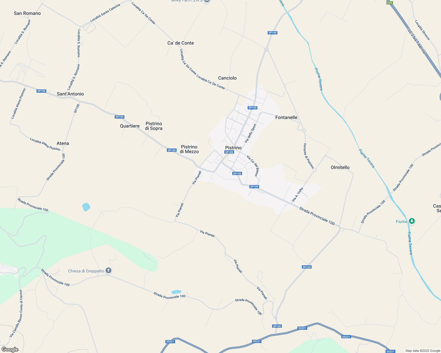 map of restaurants, bars, coffee shops, grocery stores, and more near 7 Via Santo Stefano in Pistrino