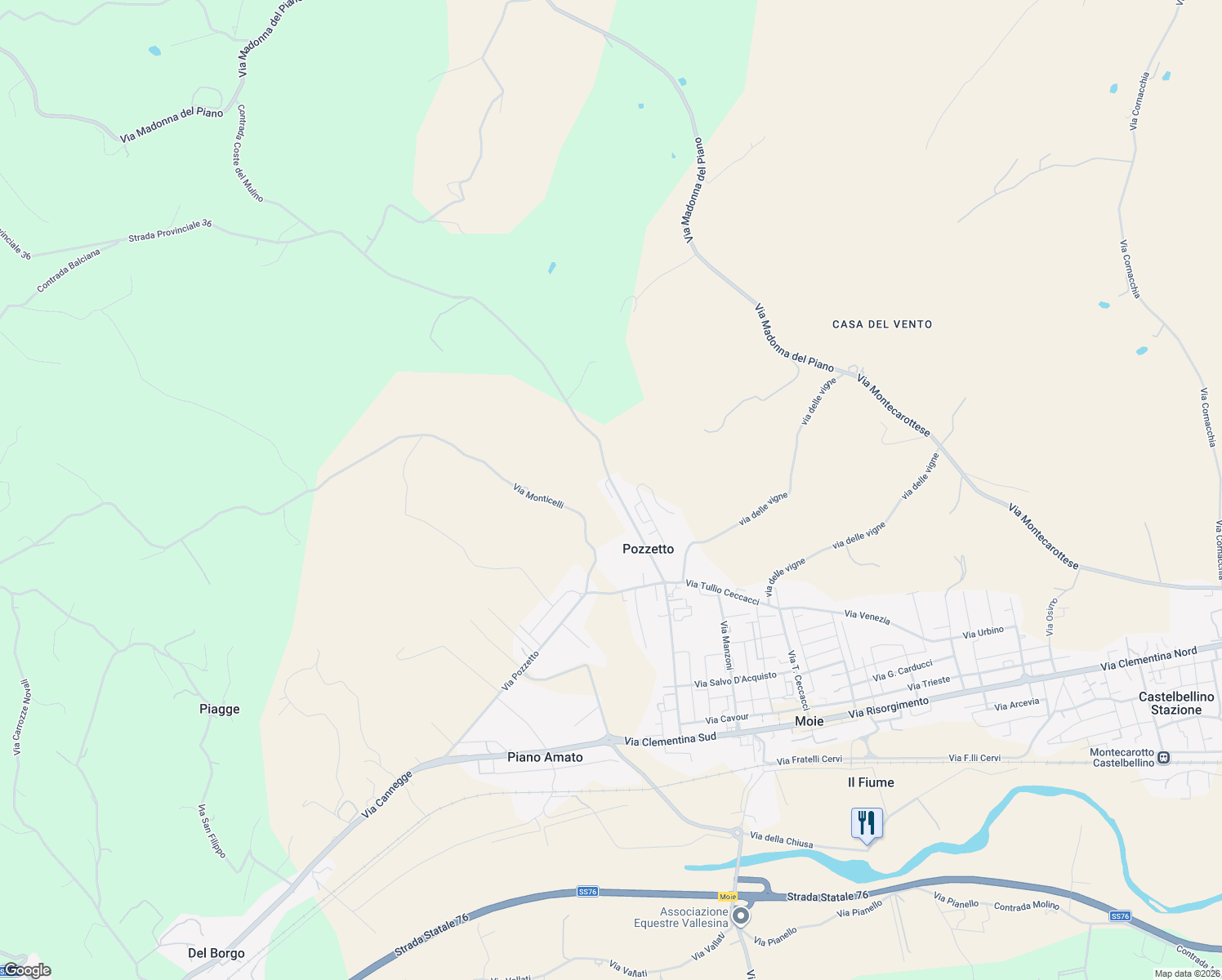 map of restaurants, bars, coffee shops, grocery stores, and more near 61A Via XXV Aprile in Provincia di Ancona