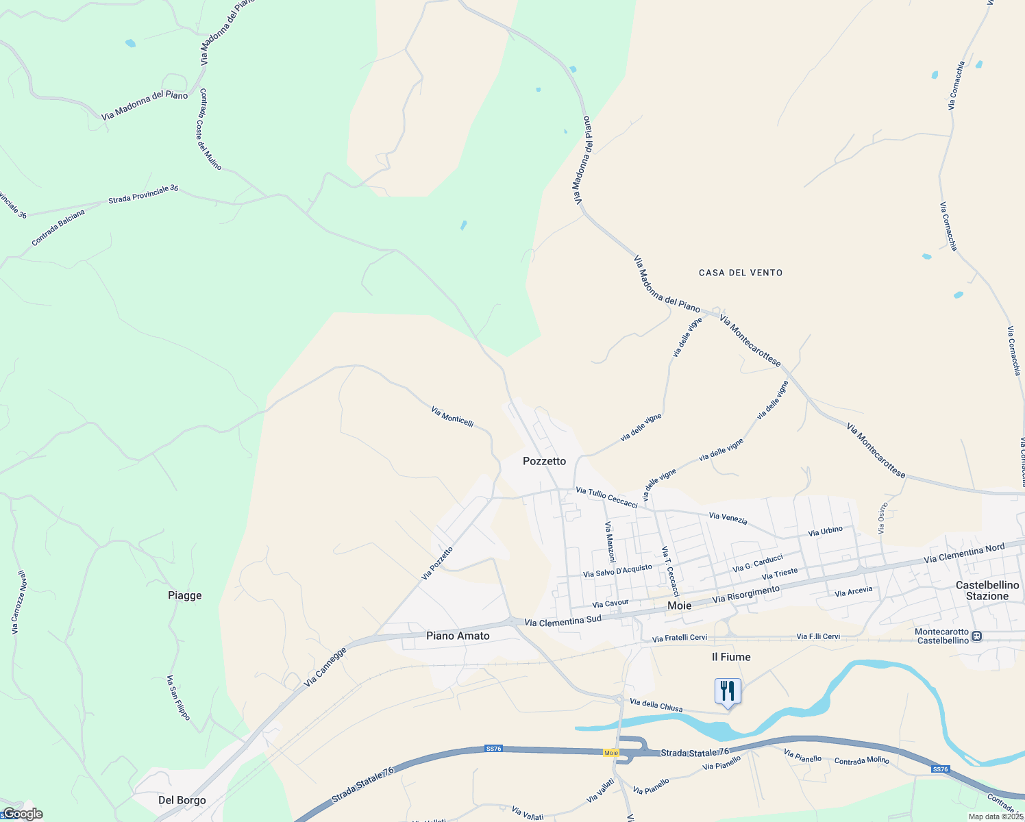 map of restaurants, bars, coffee shops, grocery stores, and more near 61A Via XXV Aprile in Provincia di Ancona