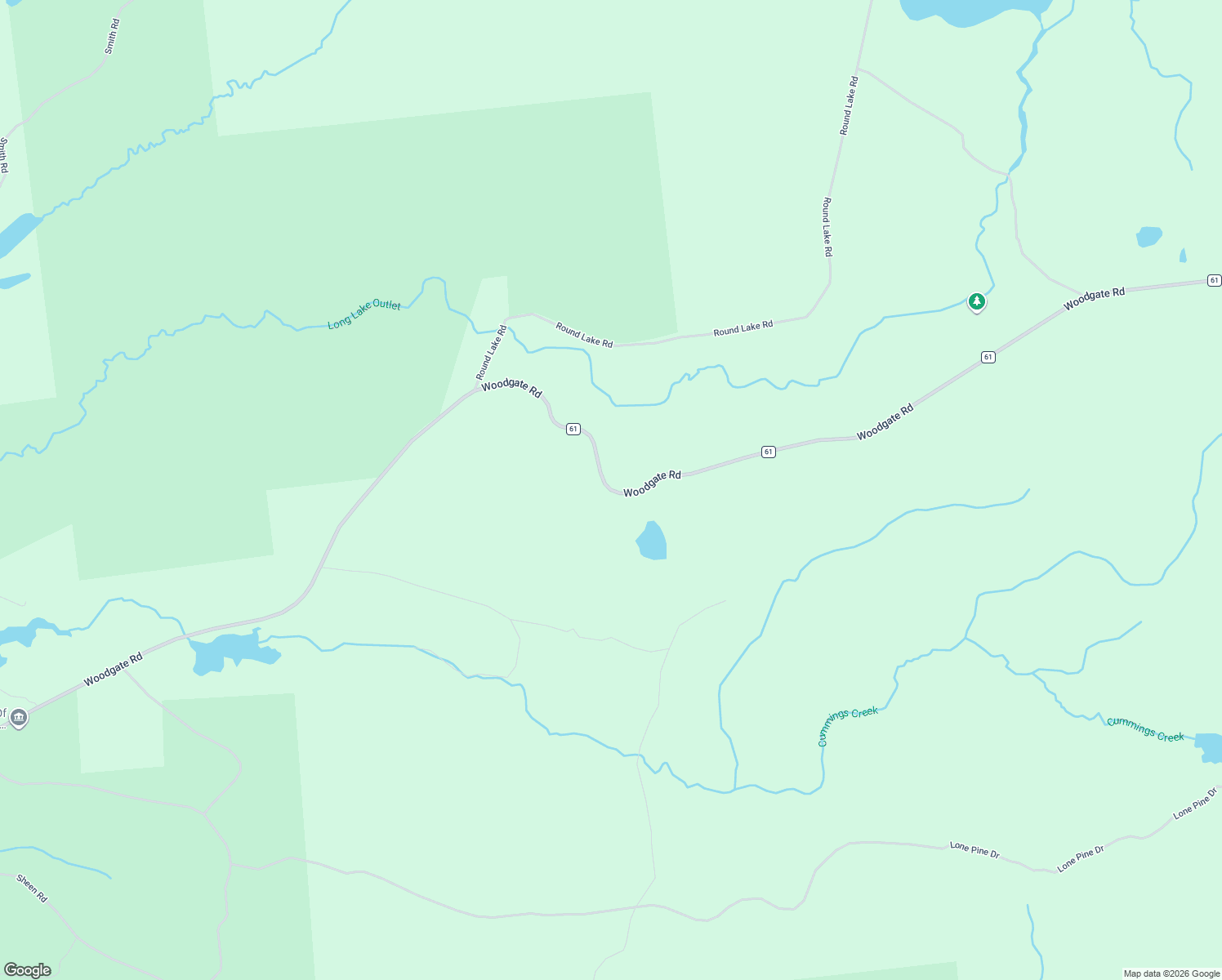 map of restaurants, bars, coffee shops, grocery stores, and more near 9970 County Road 61 in Woodgate