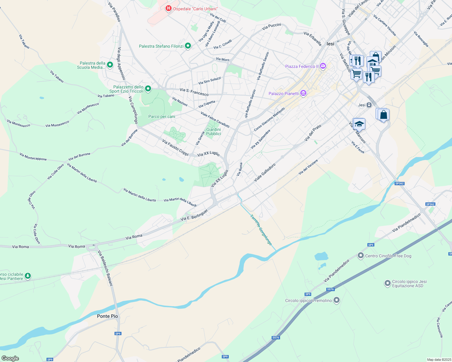 map of restaurants, bars, coffee shops, grocery stores, and more near 20 Via Ragazzi del '99 in Jesi