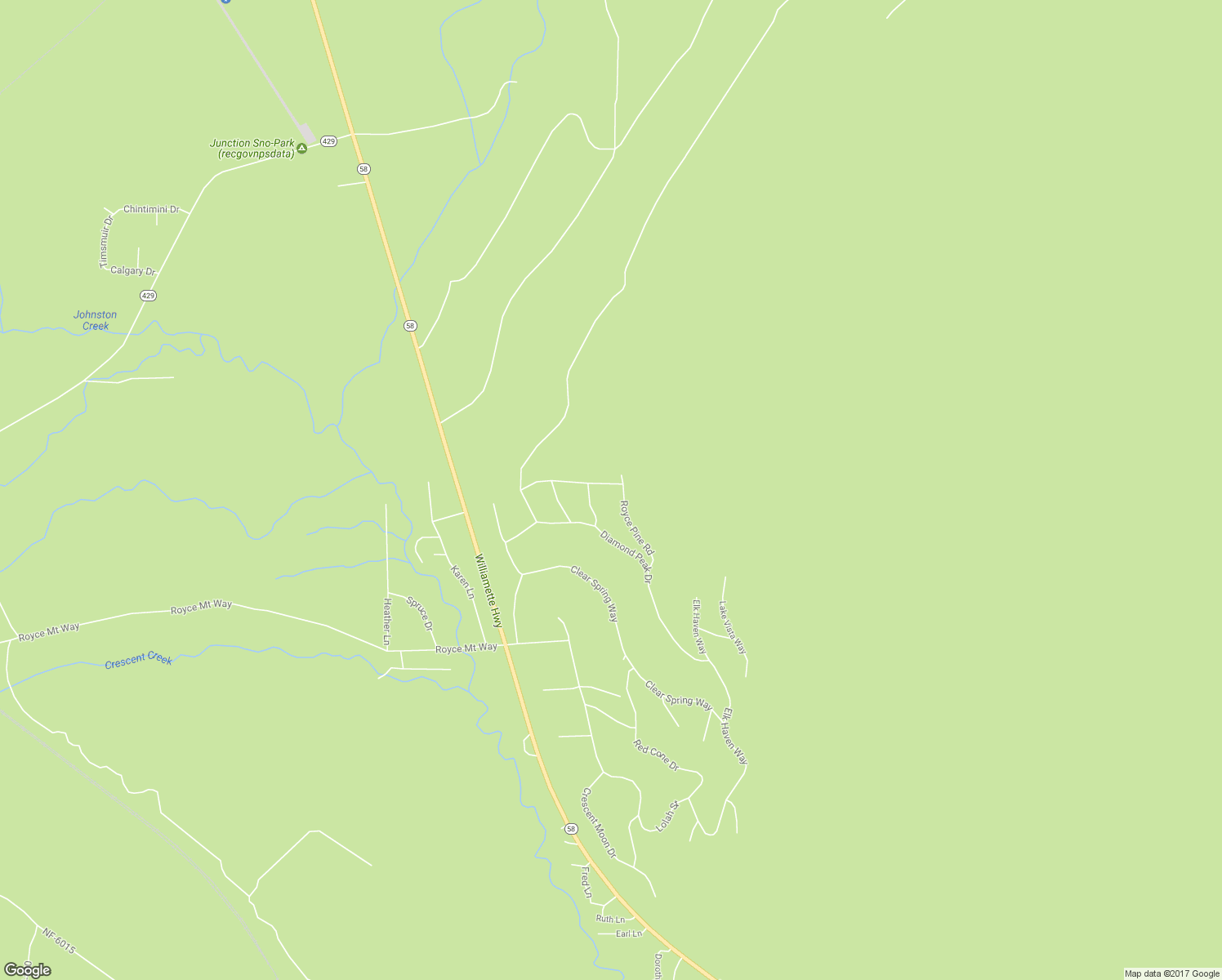 map of restaurants, bars, coffee shops, grocery stores, and more near 142436 Royce Pine Road in Crescent