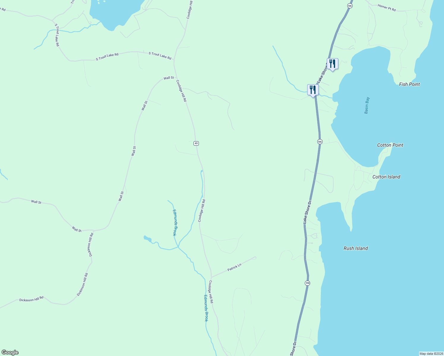 map of restaurants, bars, coffee shops, grocery stores, and more near 17 Eagle Ridge North in Diamond Point