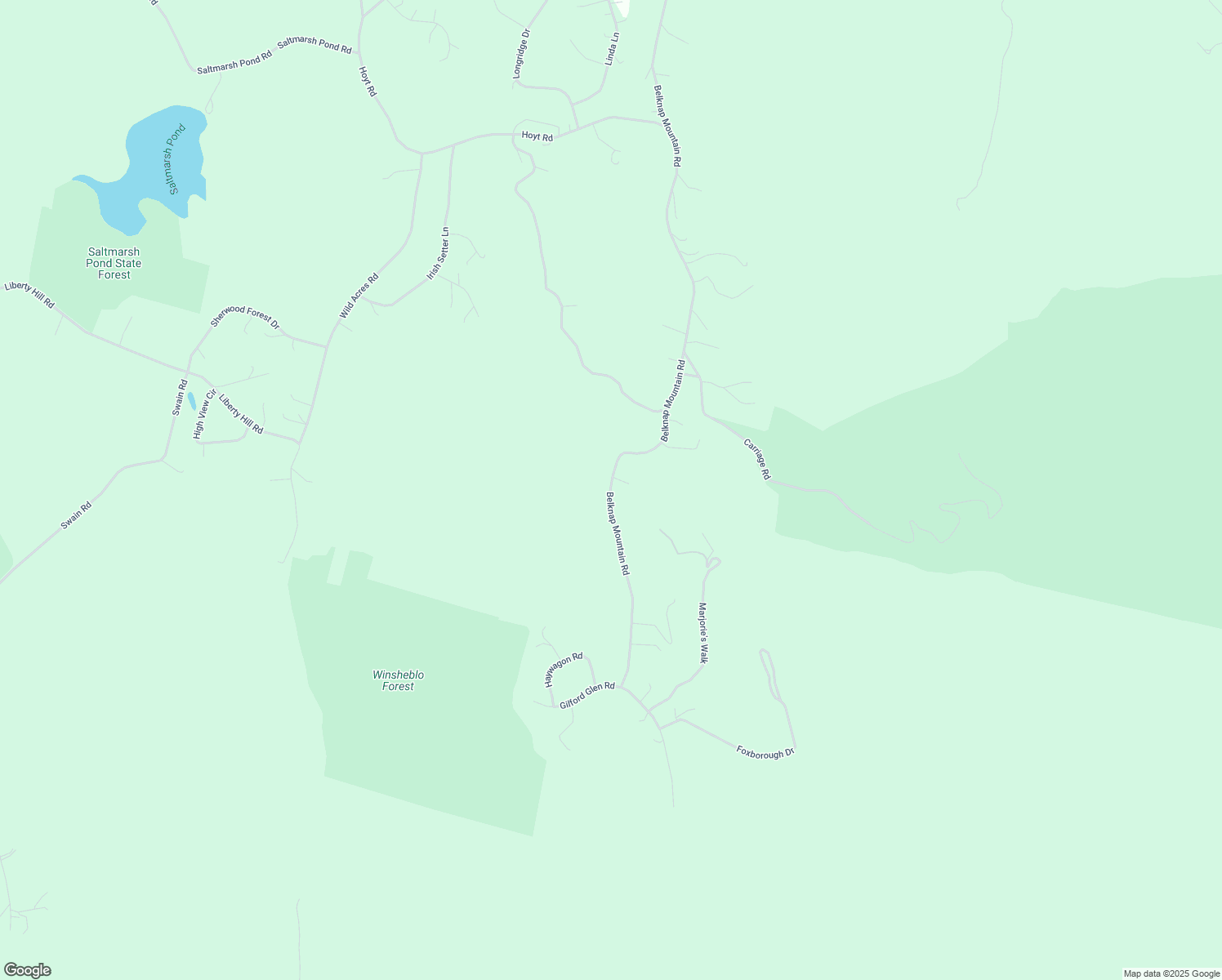 map of restaurants, bars, coffee shops, grocery stores, and more near Belknap Mountain Road in Gilford