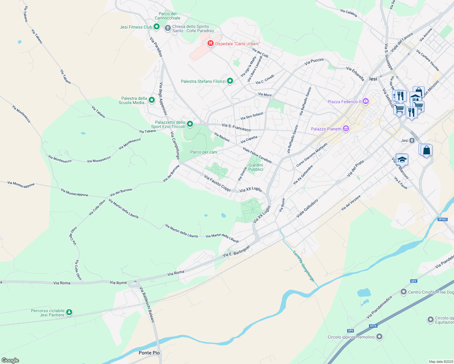 map of restaurants, bars, coffee shops, grocery stores, and more near 3 Via Rocco Chinnici in Jesi