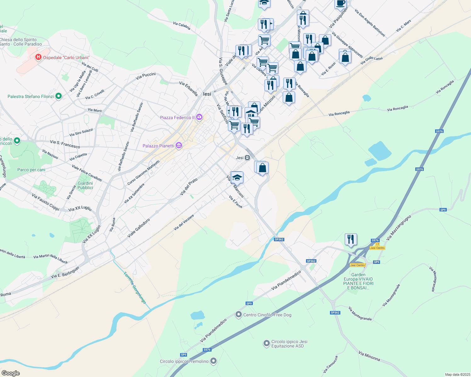 map of restaurants, bars, coffee shops, grocery stores, and more near 6 Via S. Maria in Jesi