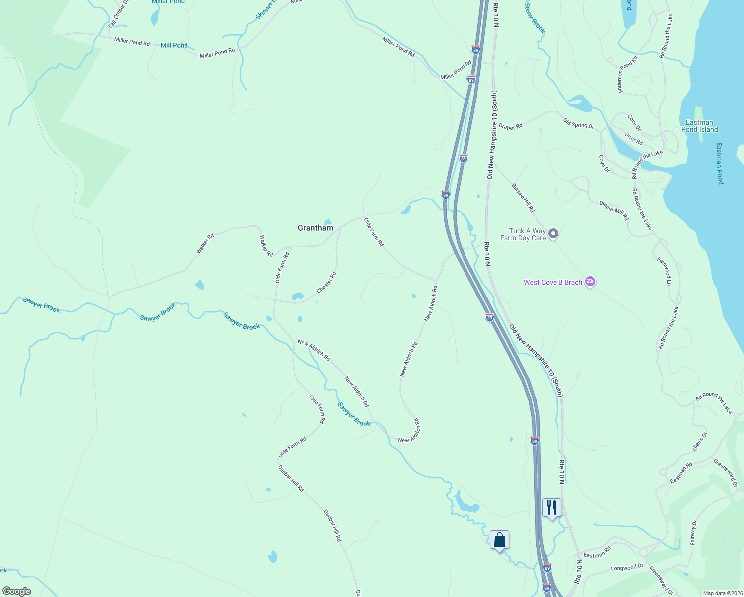map of restaurants, bars, coffee shops, grocery stores, and more near 58 Top O World Road in Grantham