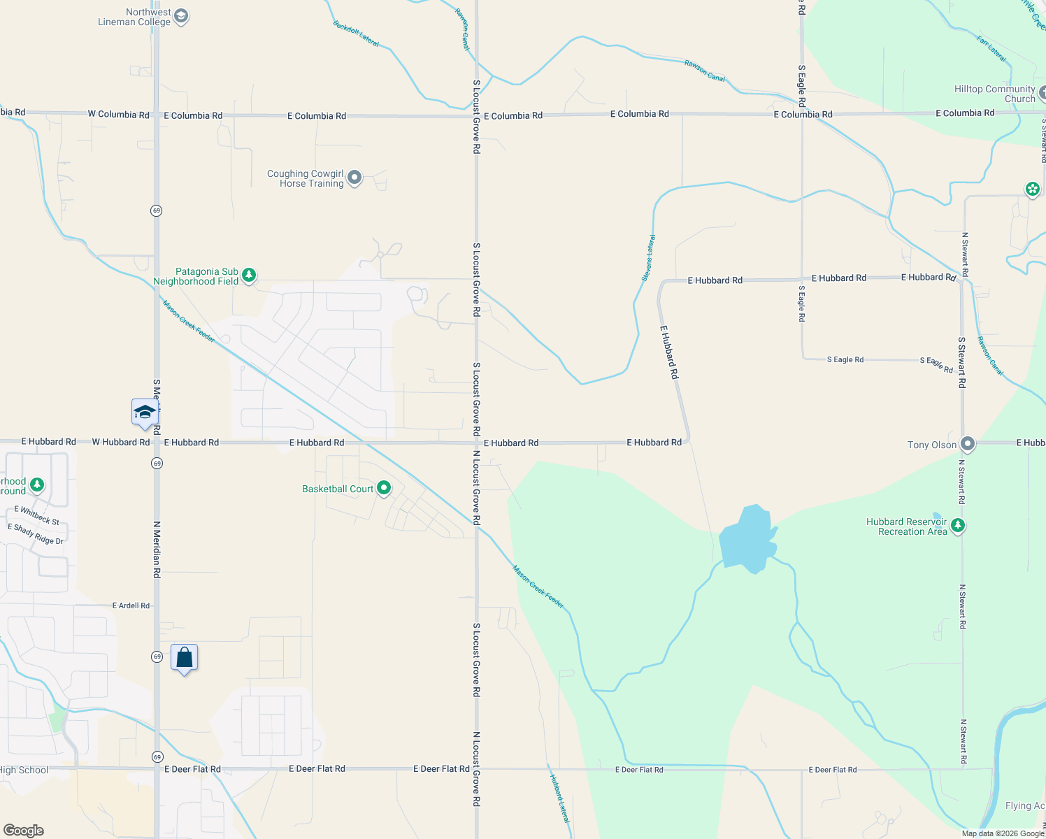 map of restaurants, bars, coffee shops, grocery stores, and more near 1670 East Hubbard Road in Kuna