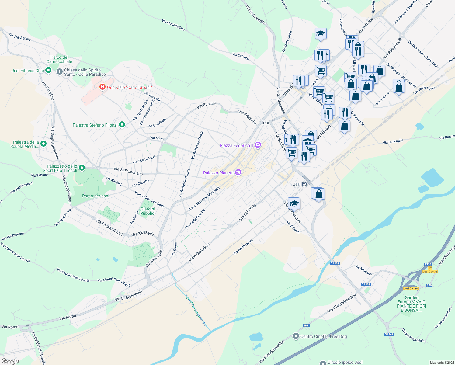 map of restaurants, bars, coffee shops, grocery stores, and more near 10 Mura Occidentali in Jesi