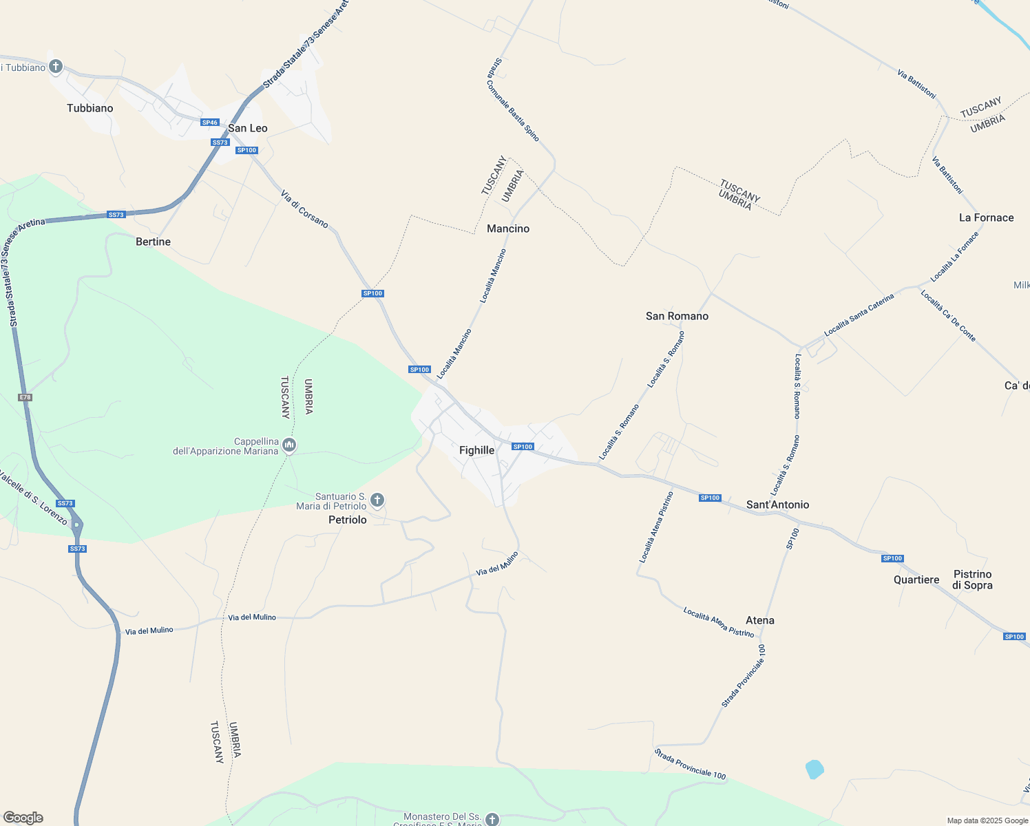 map of restaurants, bars, coffee shops, grocery stores, and more near 1 Via Giuseppe Di Vittorio in Provincia di Perugia