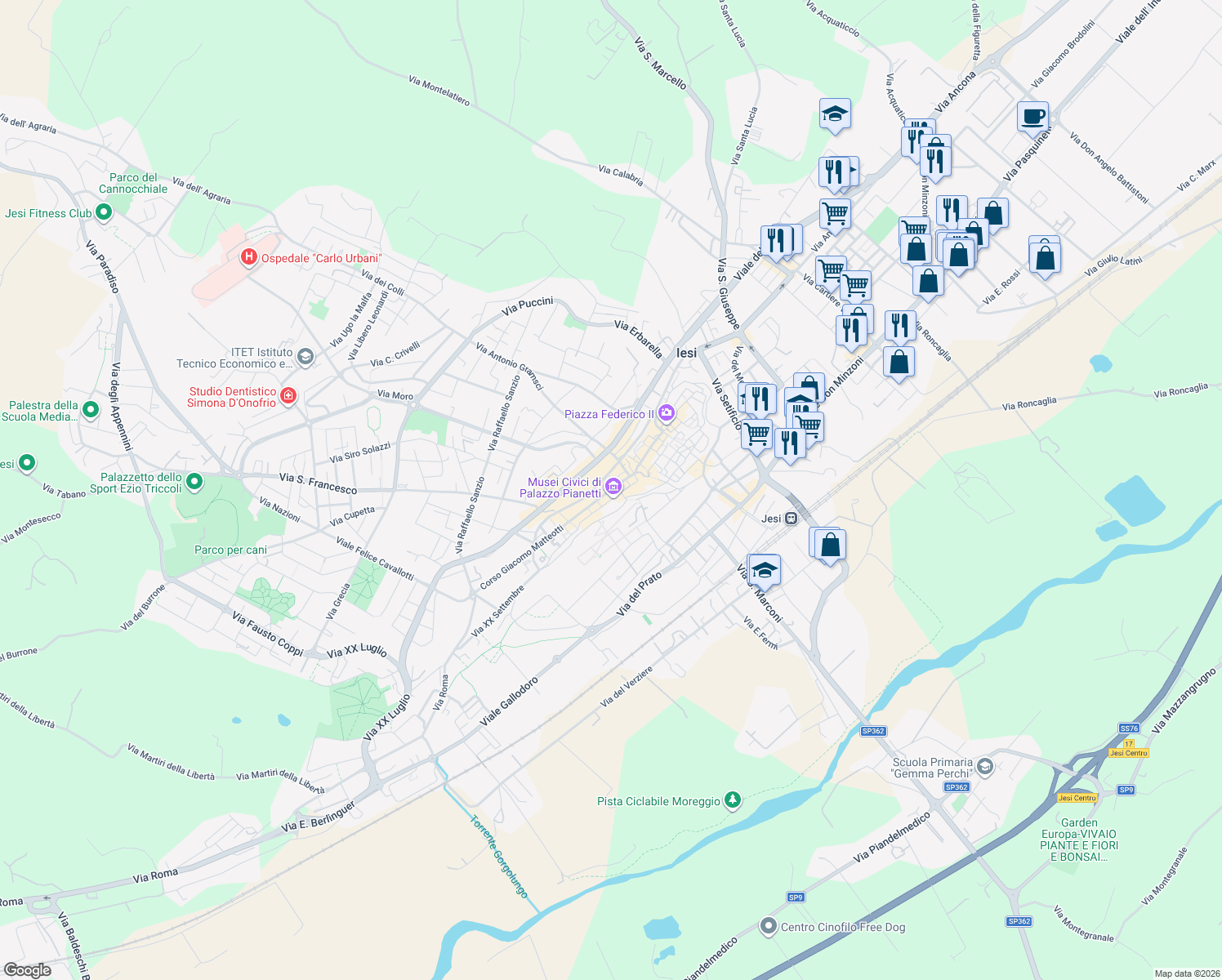 map of restaurants, bars, coffee shops, grocery stores, and more near in Provincia di Ancona