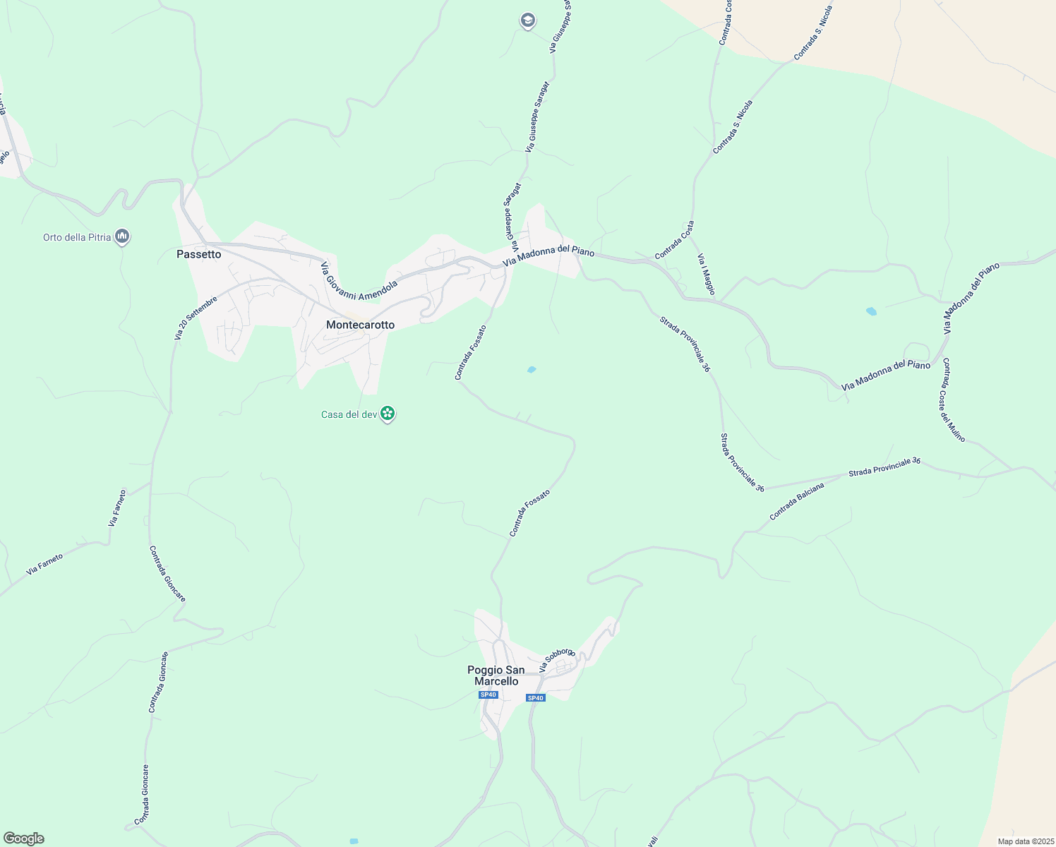 map of restaurants, bars, coffee shops, grocery stores, and more near 2 Contrada Fossato in Provincia di Ancona