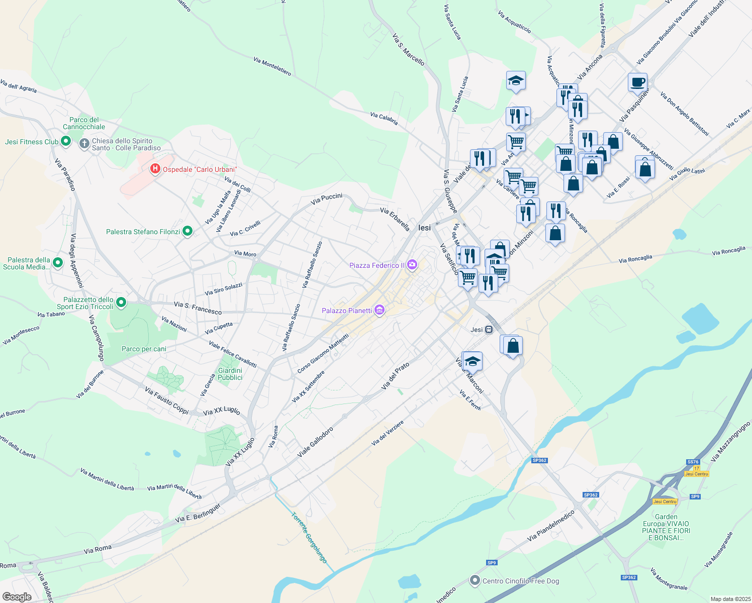 map of restaurants, bars, coffee shops, grocery stores, and more near in Provincia di Ancona