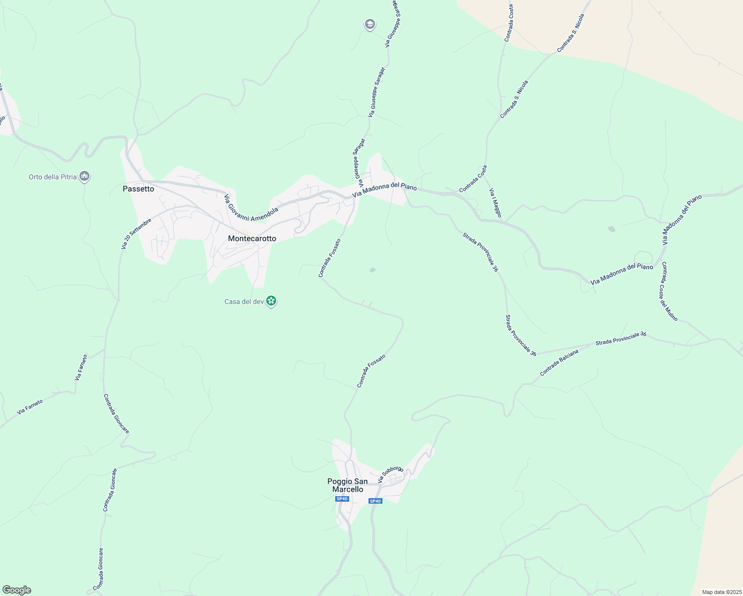 map of restaurants, bars, coffee shops, grocery stores, and more near 2 Contrada Fossato in Provincia di Ancona