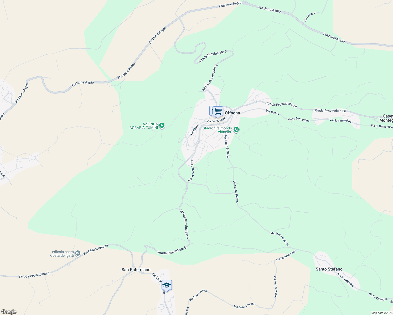 map of restaurants, bars, coffee shops, grocery stores, and more near 11 Via Vecchia Torre in Offagna