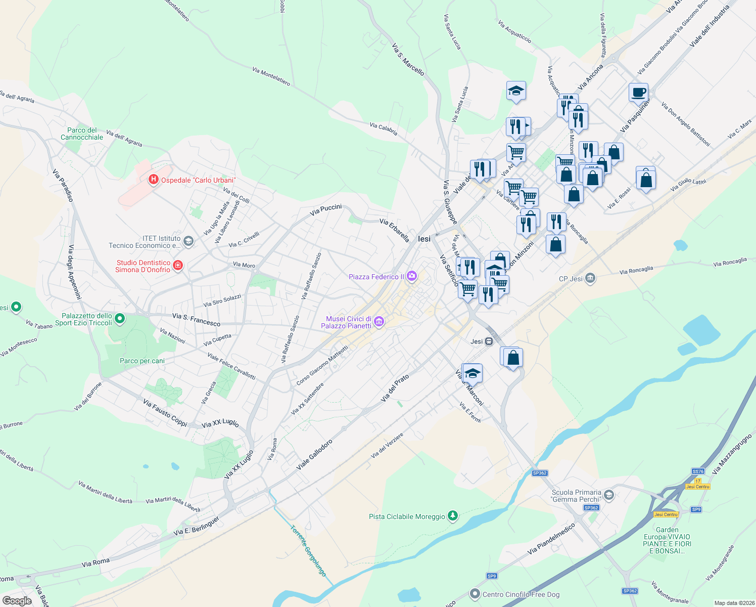 map of restaurants, bars, coffee shops, grocery stores, and more near in Provincia di Ancona