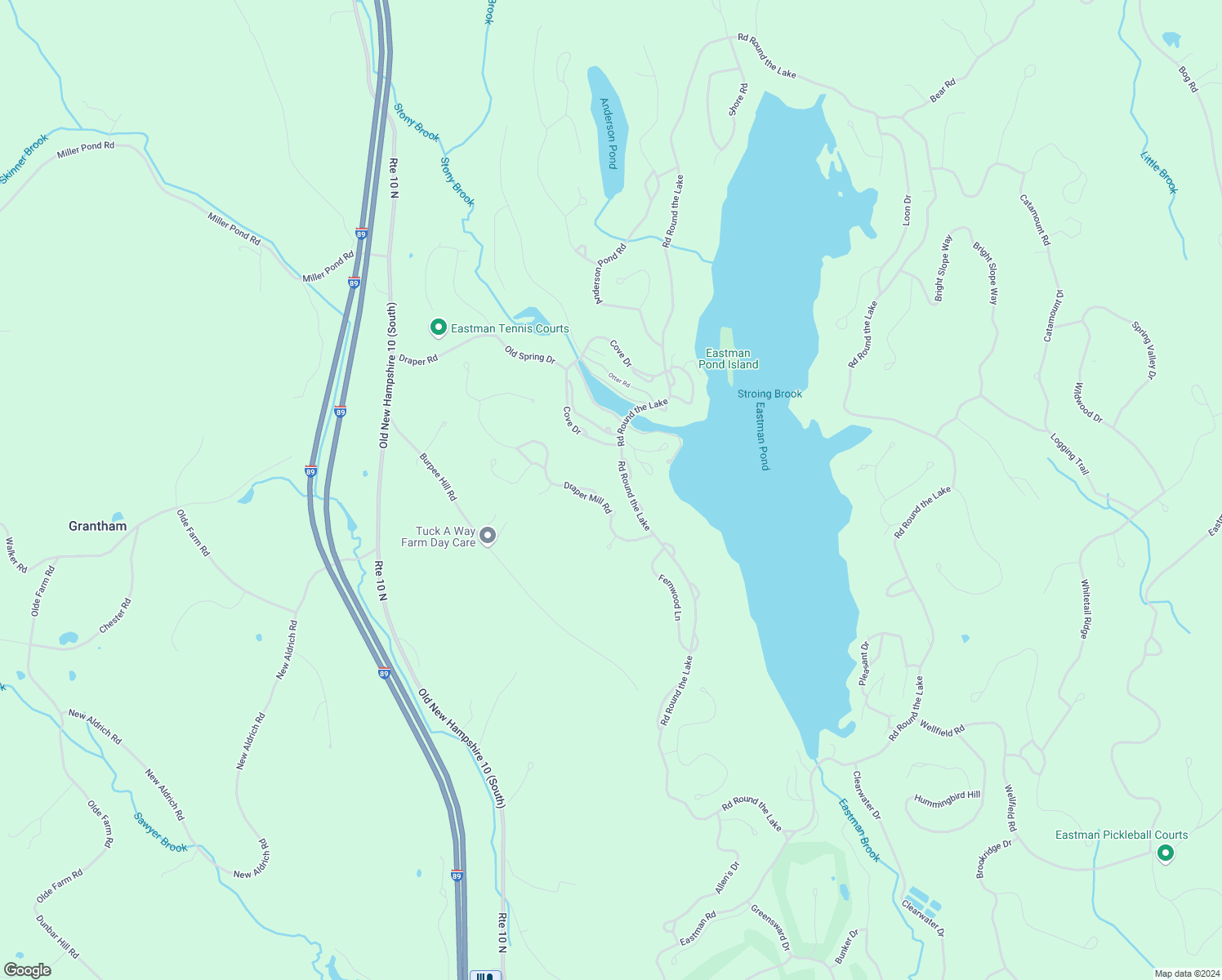 map of restaurants, bars, coffee shops, grocery stores, and more near 428 Road Round the Lake in Grantham