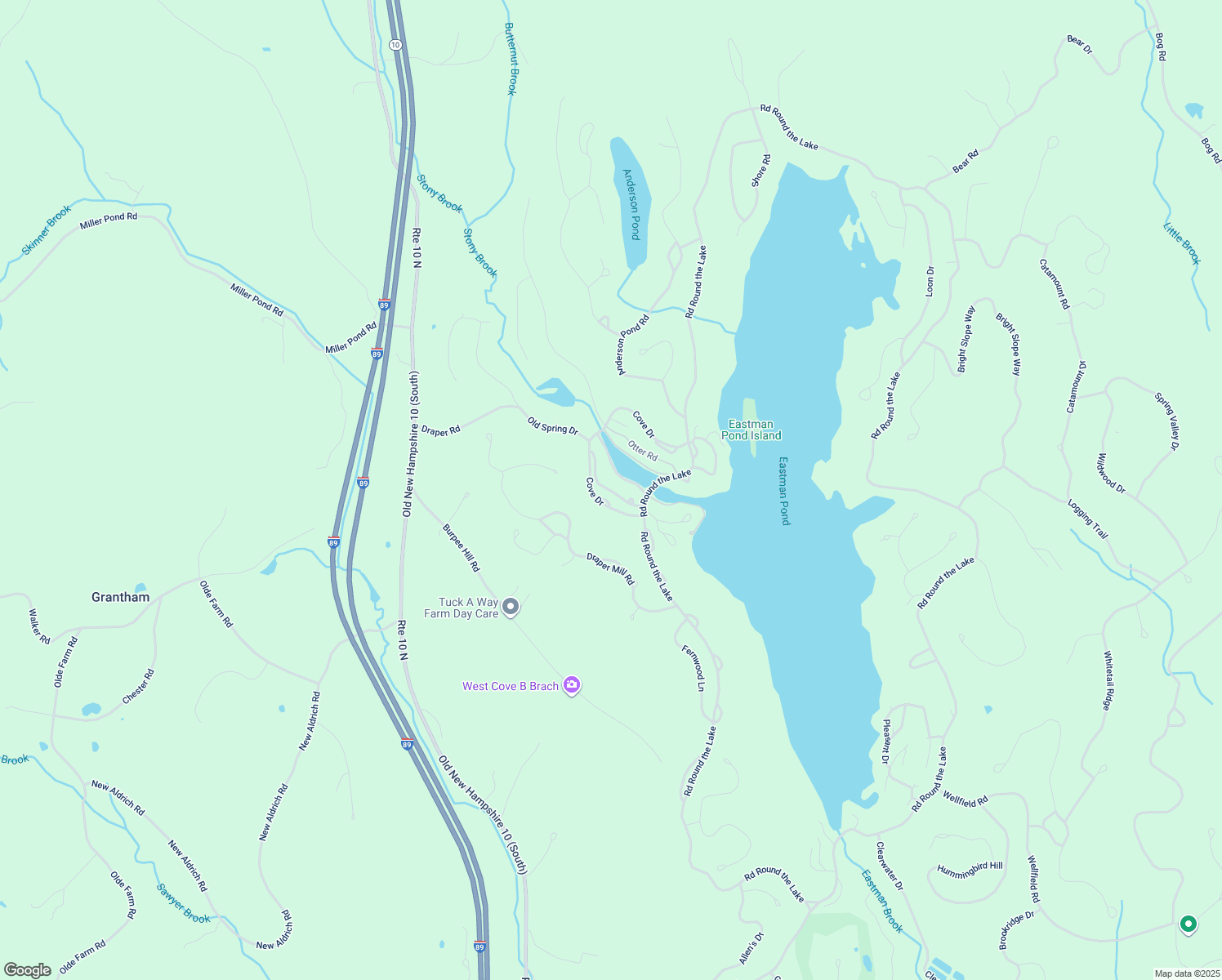 map of restaurants, bars, coffee shops, grocery stores, and more near 801 Covered Bridge Lane in Grantham