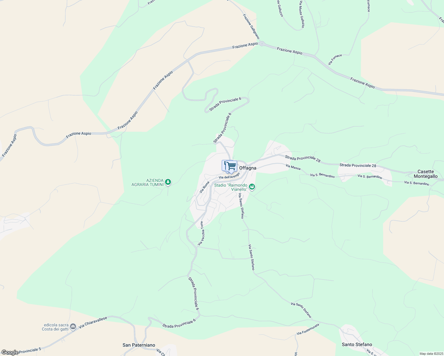 map of restaurants, bars, coffee shops, grocery stores, and more near 4A Via dell'Arengo in Offagna
