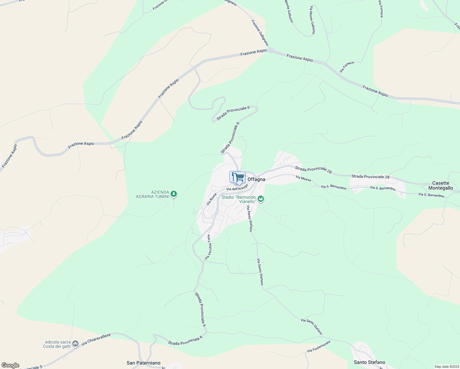 map of restaurants, bars, coffee shops, grocery stores, and more near 4A Via dell'Arengo in Offagna