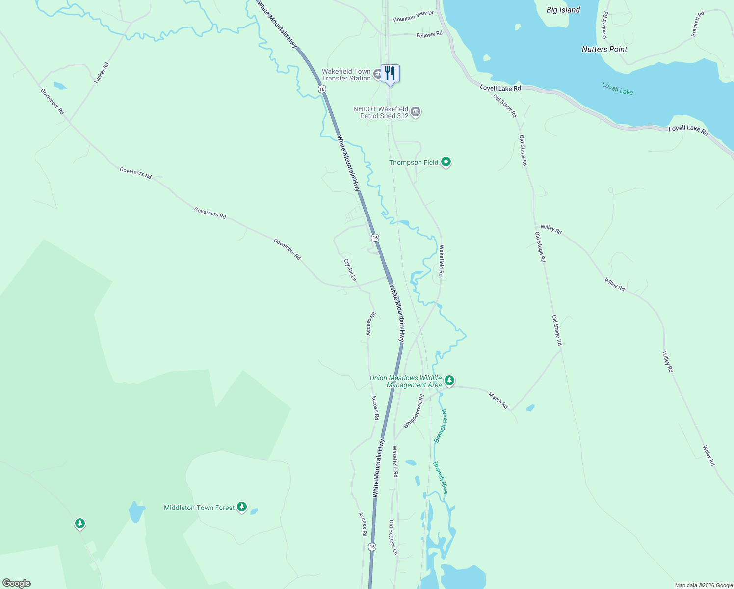 map of restaurants, bars, coffee shops, grocery stores, and more near 38 Access Road in Wakefield
