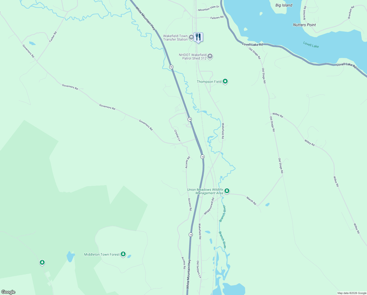 map of restaurants, bars, coffee shops, grocery stores, and more near 38 Access Road in Wakefield