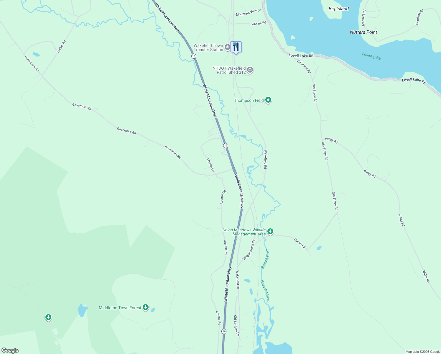 map of restaurants, bars, coffee shops, grocery stores, and more near 38 Access Road in Wakefield