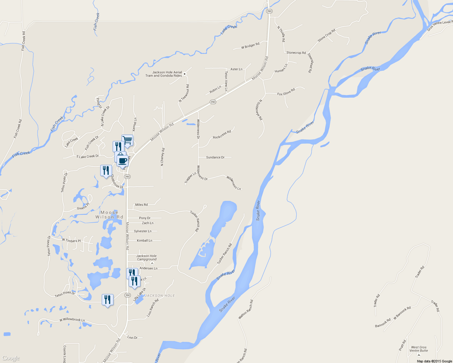 map of restaurants, bars, coffee shops, grocery stores, and more near 3270 Wilderness Lane in Wilson