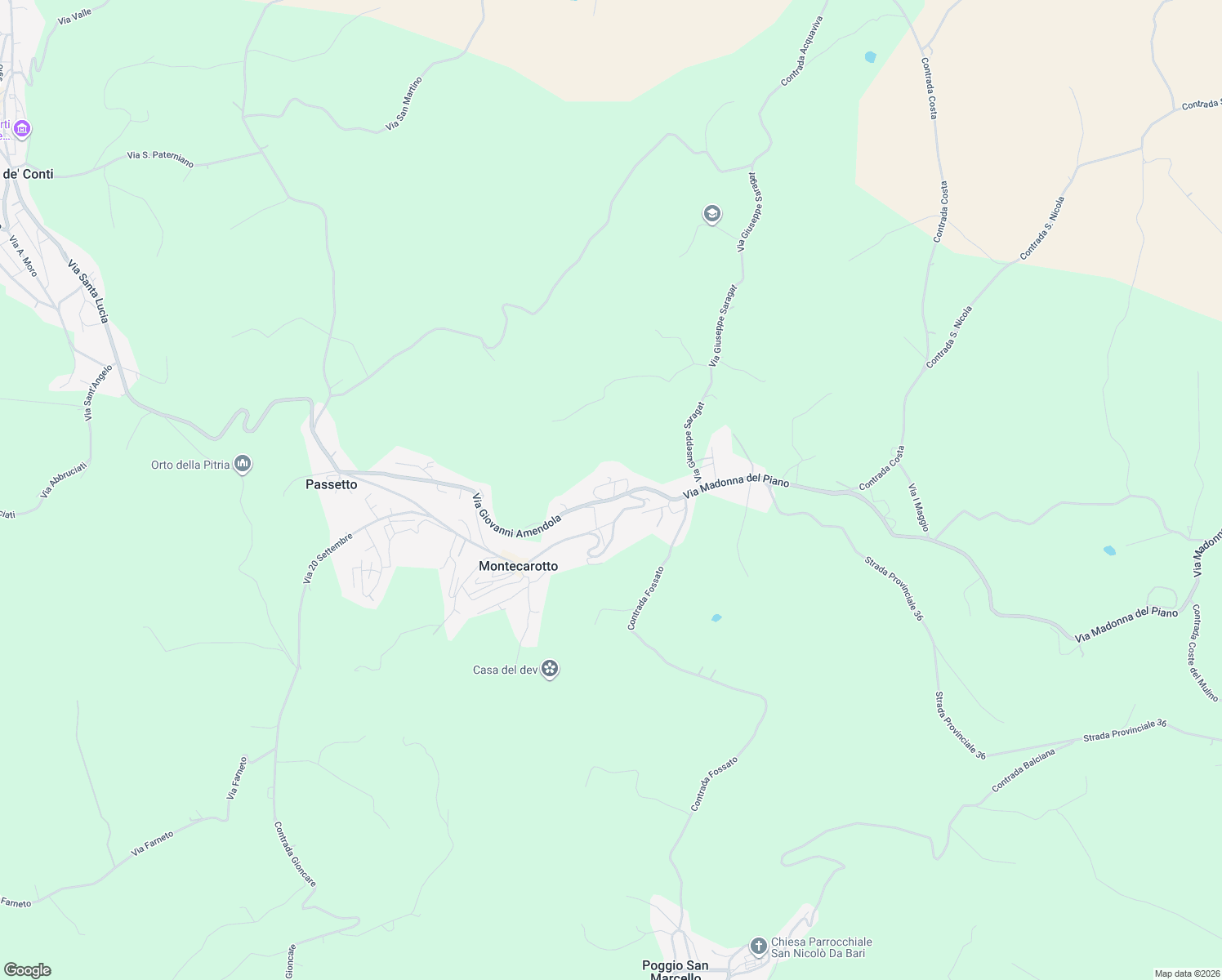 map of restaurants, bars, coffee shops, grocery stores, and more near 8b Via Raffaello Sanzio in Montecarotto