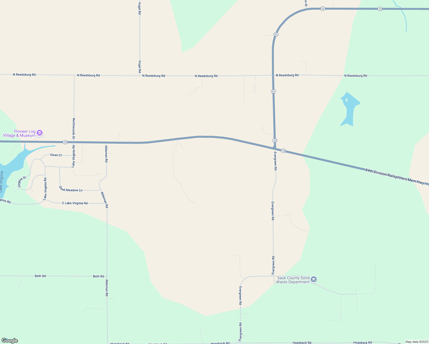 map of restaurants, bars, coffee shops, grocery stores, and more near E8459 State Road 23 And 33 in Reedsburg