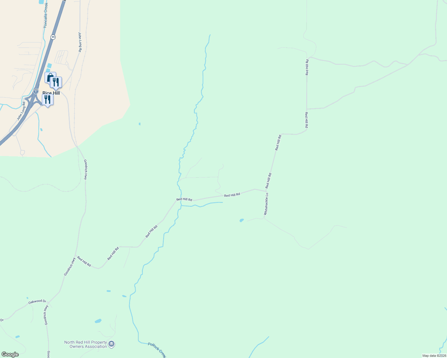 map of restaurants, bars, coffee shops, grocery stores, and more near 1488 Red Hill Road in Oakland