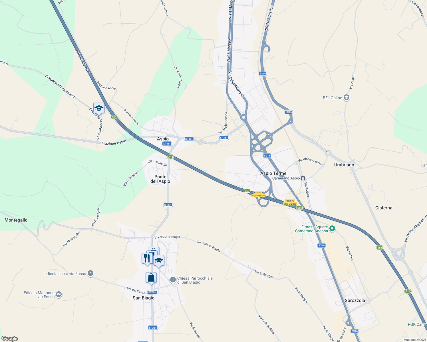 map of restaurants, bars, coffee shops, grocery stores, and more near in Province of Ancona