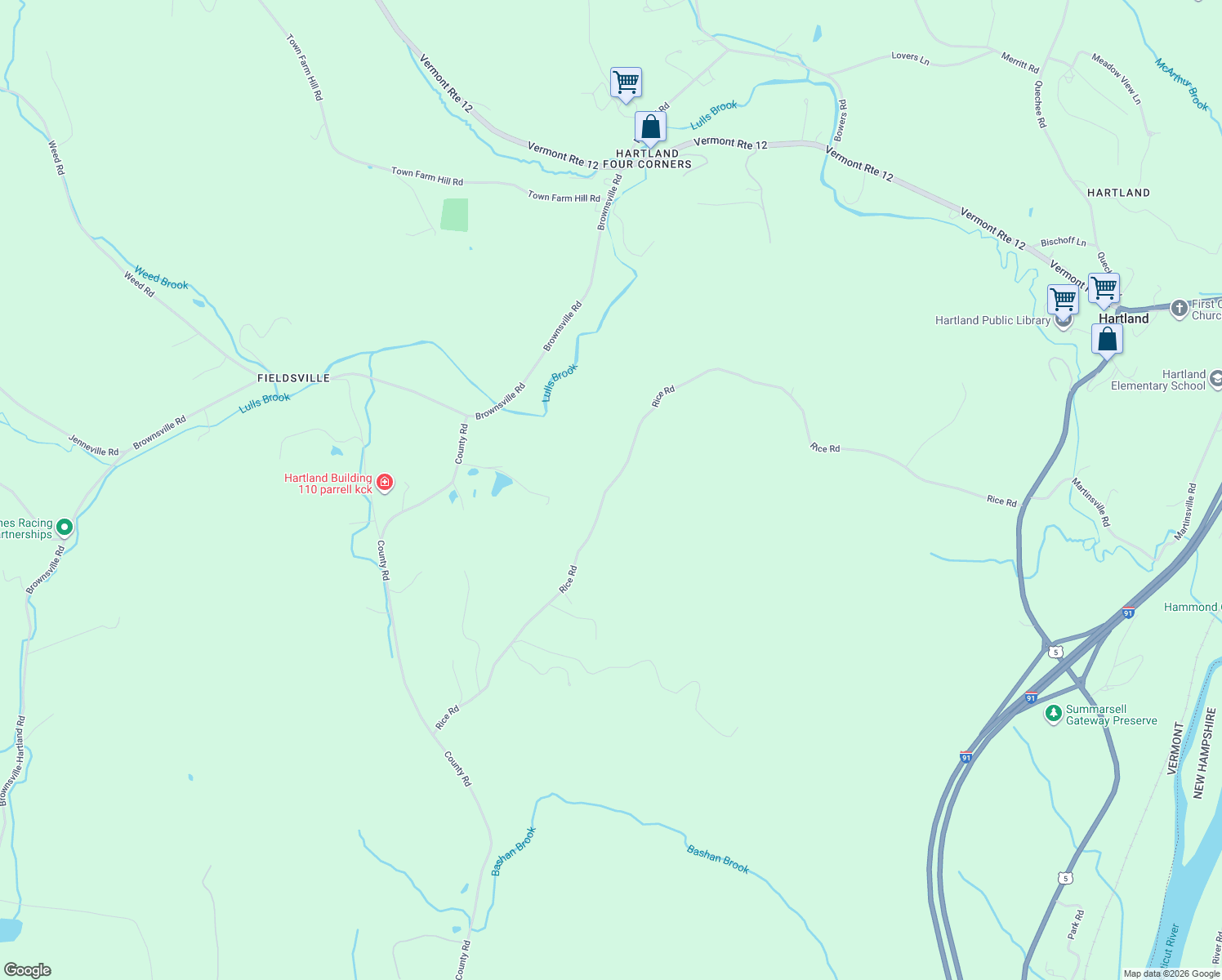 map of restaurants, bars, coffee shops, grocery stores, and more near 145 Rice Road in Windsor