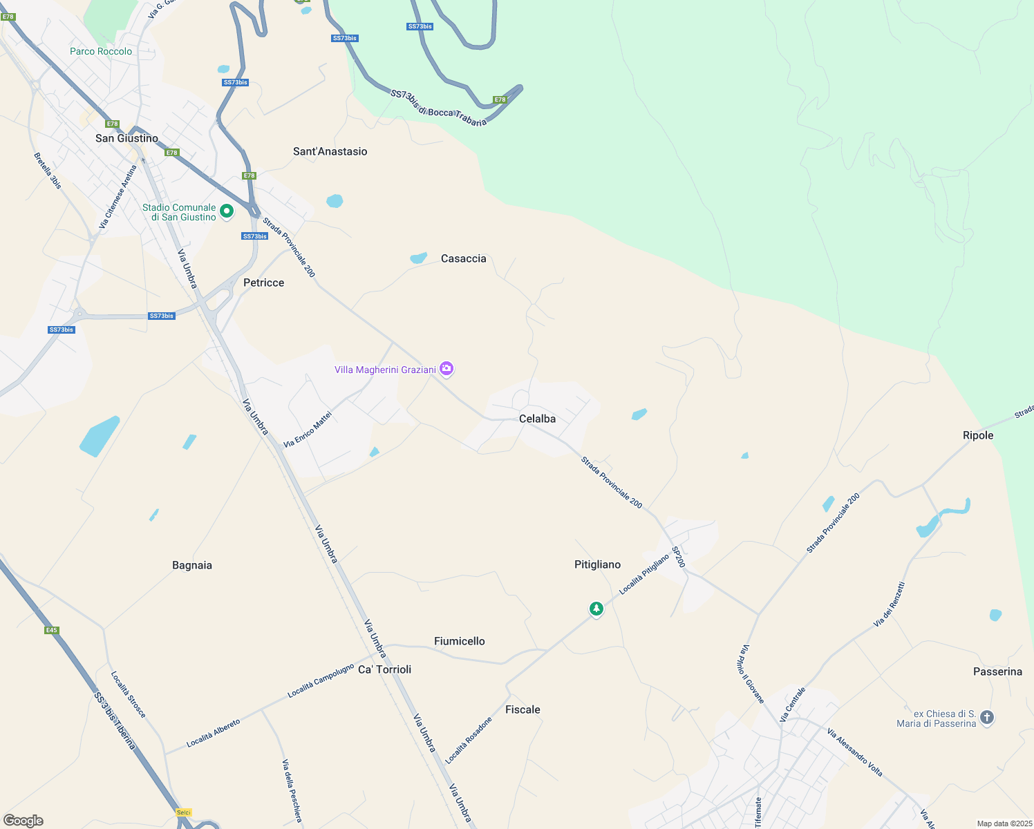 map of restaurants, bars, coffee shops, grocery stores, and more near 17 Via G. Boccaccio in Celalba