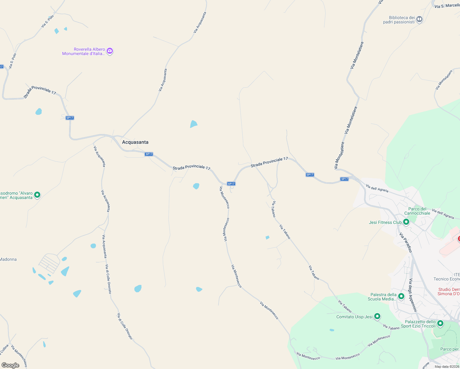 map of restaurants, bars, coffee shops, grocery stores, and more near 12A Via Acquasanta in Provincia di Ancona