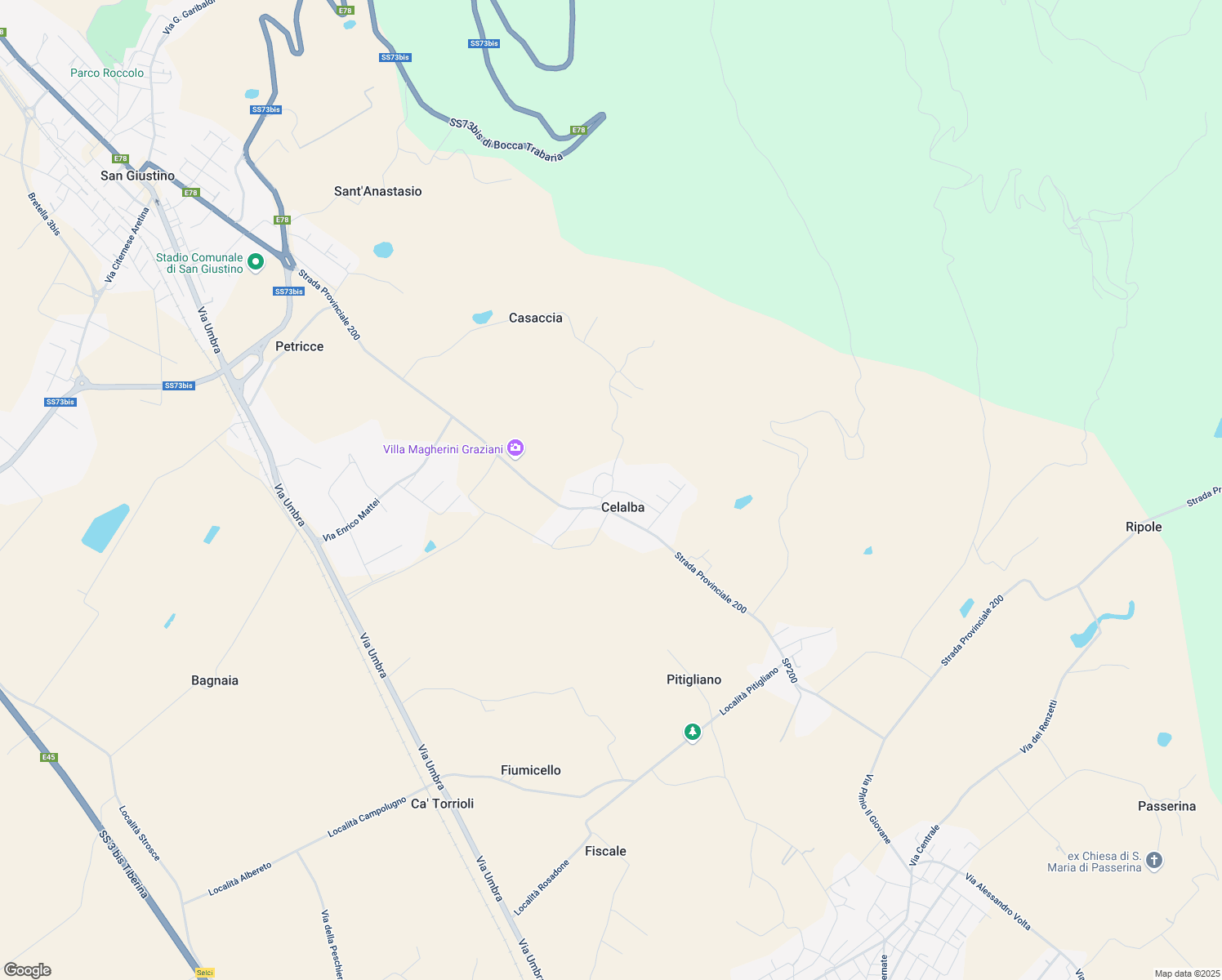 map of restaurants, bars, coffee shops, grocery stores, and more near 17 Via G. Boccaccio in Celalba