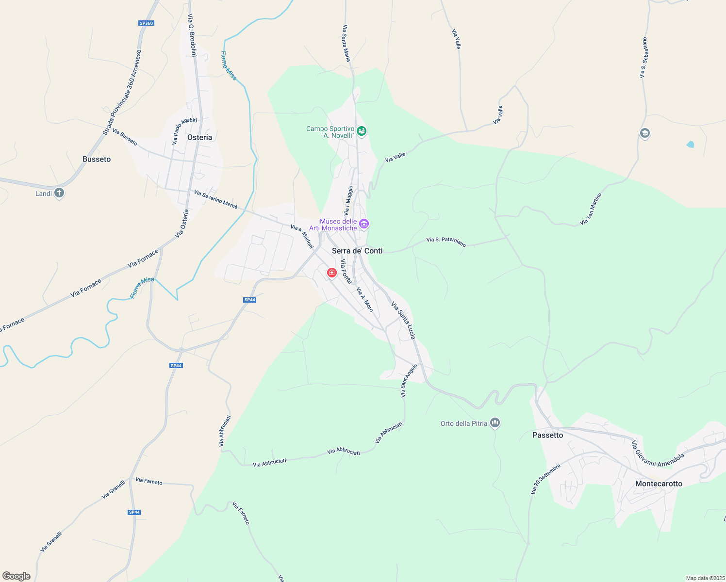 map of restaurants, bars, coffee shops, grocery stores, and more near 4 Via Pietro Nenni in Serra De' Conti