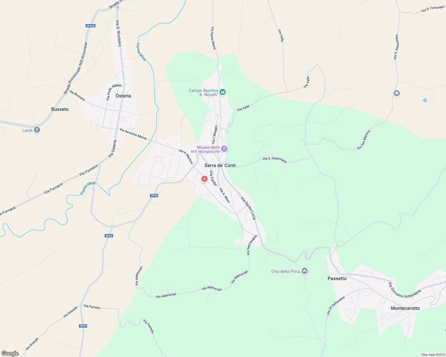 map of restaurants, bars, coffee shops, grocery stores, and more near 4 Via Pietro Nenni in Serra De' Conti