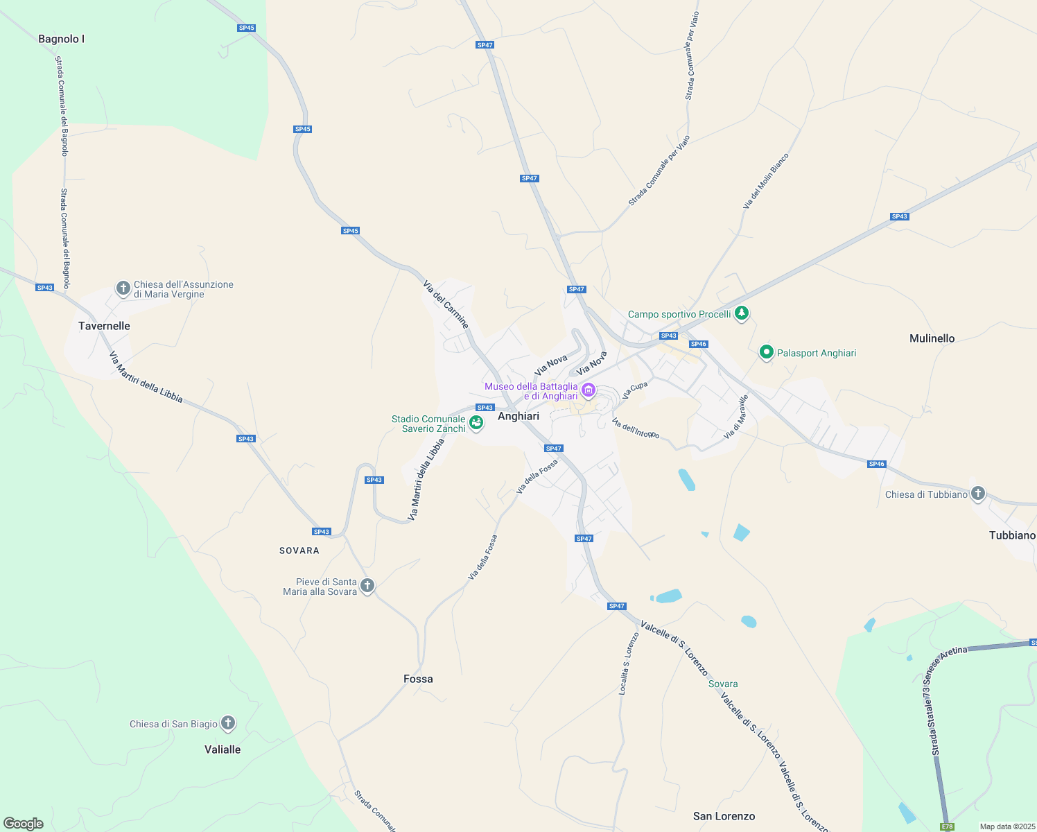 map of restaurants, bars, coffee shops, grocery stores, and more near in Province of Arezzo