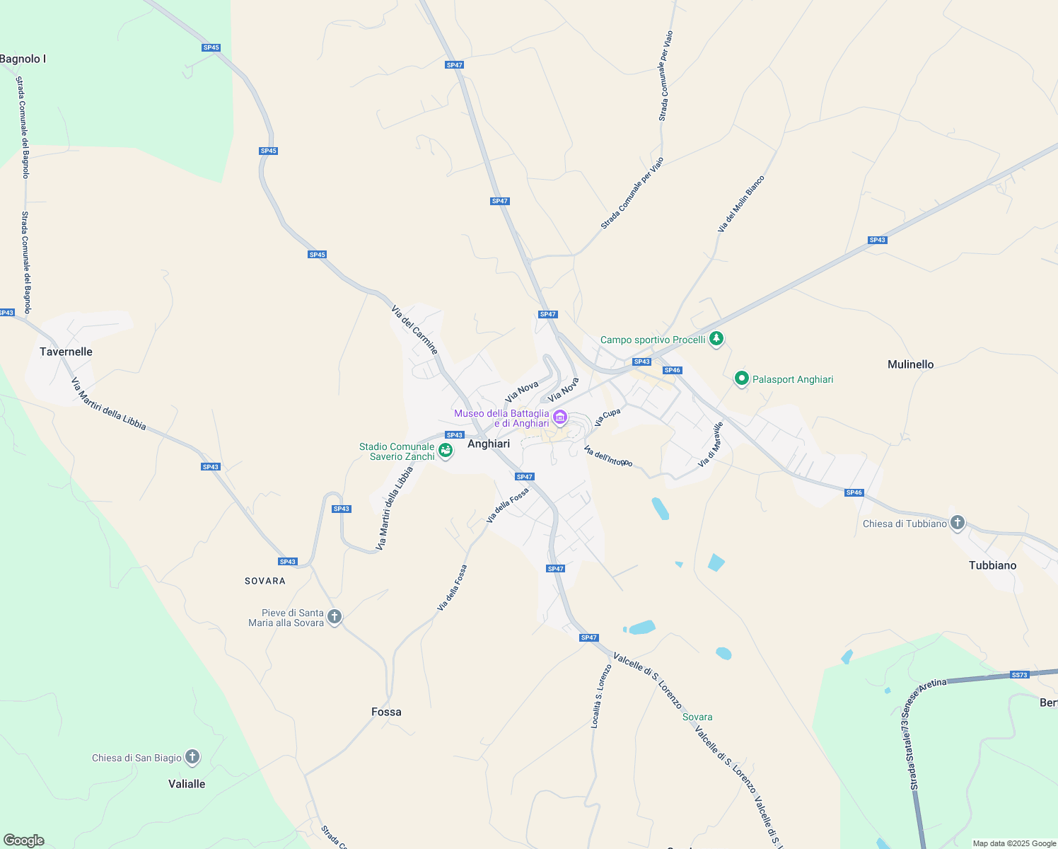 map of restaurants, bars, coffee shops, grocery stores, and more near 1883 Piazza Baldaccio in Anghiari